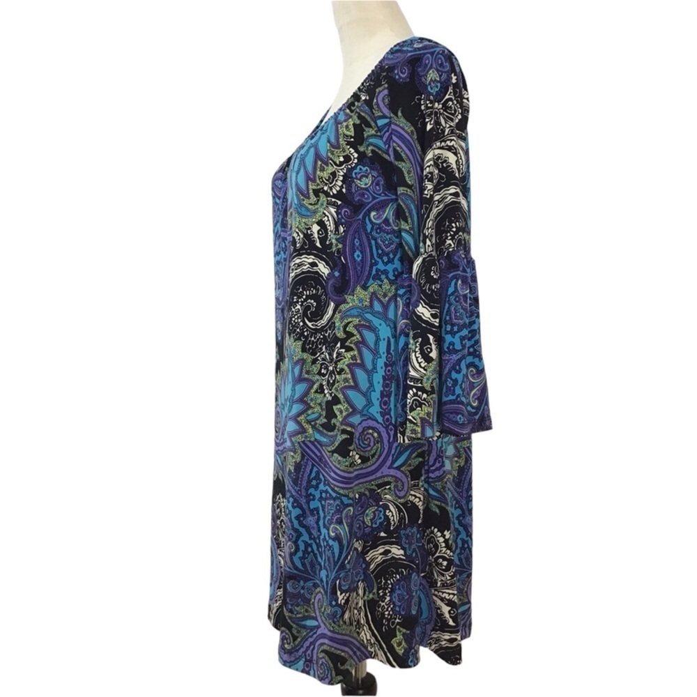 Virginia Ledakis Palm Beach Paisley Bell Sleeve Shift Dress Women’s Size… - Picture 7 of 8